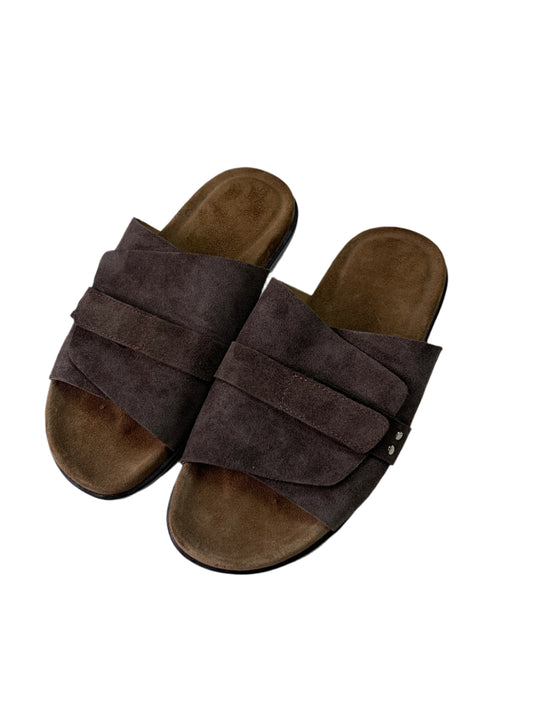 DARK BROWN SUEDE LEATHER SLIDES