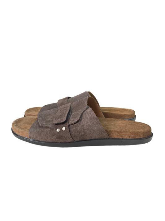 DARK BROWN SUEDE LEATHER SLIDES
