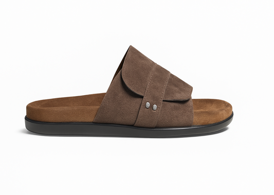 DARK BROWN SUEDE LEATHER SLIDES