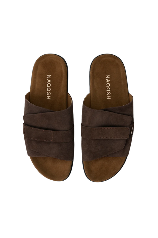 DARK BROWN SUEDE LEATHER SLIDES